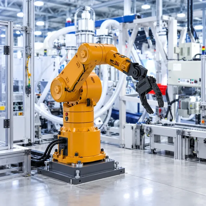 工場の産業用ロボットのアーム